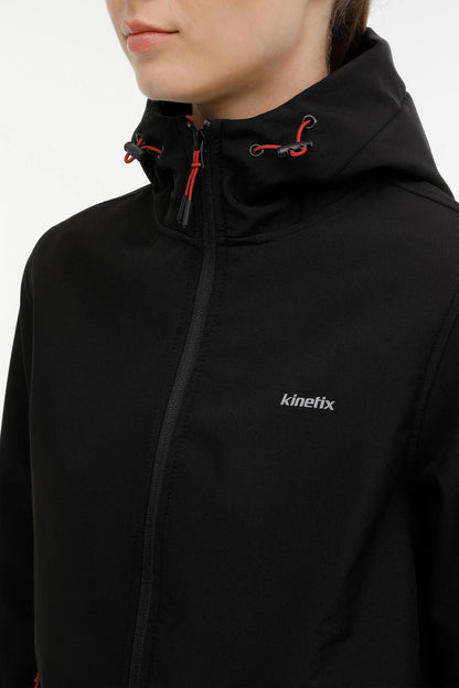 Kinetix Slim Fit Kapüşonlu Softshell Bayan Mont 3W 5GF748 3PR SİYAH