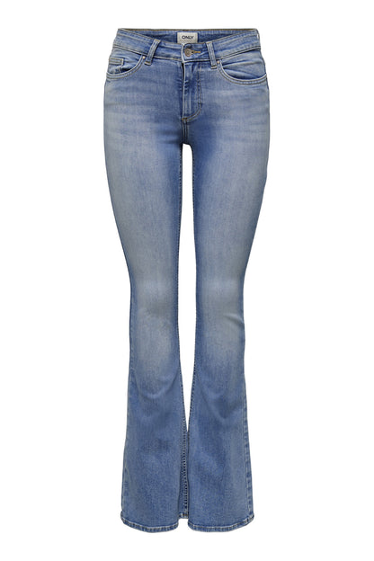 Only Onlblush Süper Streç Normal Bel İspanyol Paça Jeans Bayan Kot Pantolon 15245444 AÇIK MAVİ