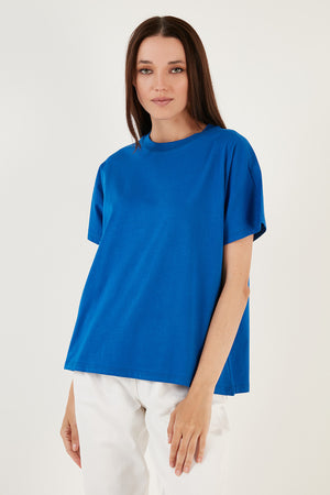 Lela Oversize % 100 Pamuk Bisiklet Yaka Basic Bayan T Shirt 5864489 SAKS