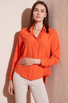 Lela Regular Fit Arkası Uzun Yazlık Bayan Gömlek 611BG9741 ORANGE