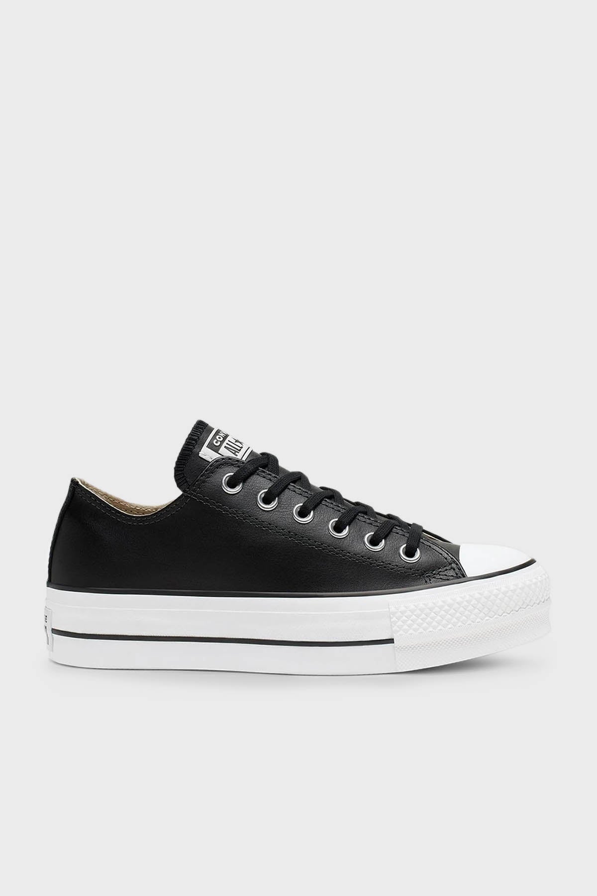 Converse Chuck Taylor All Star Deri Kalın Taban Sneaker Unisex Ayakkabı 561681C.001 SİYAH-BEYAZ