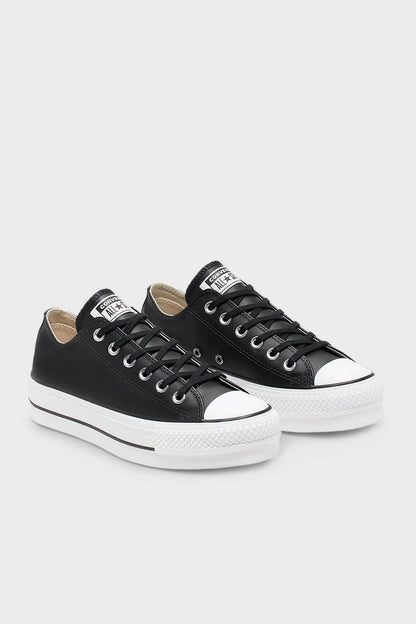 Converse Chuck Taylor All Star Deri Kalın Taban Sneaker Unisex Ayakkabı 561681C.001 SİYAH-BEYAZ