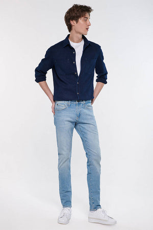 Mavi Kvnç Pamuklu Skinny Fit Normal Bel Dar Paça Jeans Erkek Kot Pantolon 001070-33974 AÇIK MAVİ