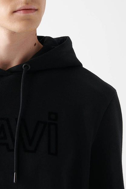 Mavi Logo Baskılı Pamuklu Regular Fit Şardonlu Kapüşonlu Erkek Sweat 0610941-900 SİYAH