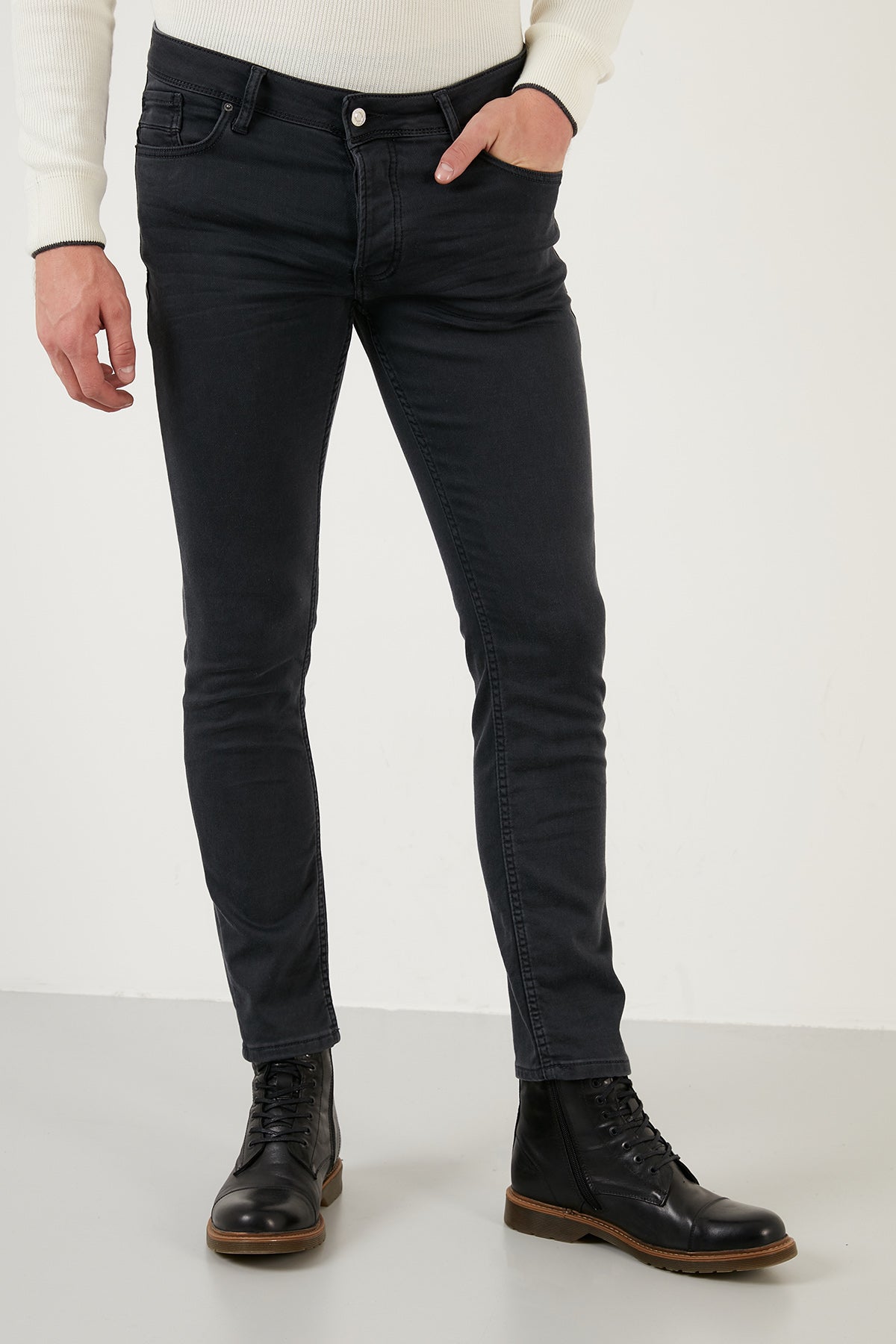 Buratti Pamuklu Normal Bel Slim Fit Dar Paça Jeans Erkek Kot Pantolon 1110D582NAPOLI ANTRASİT