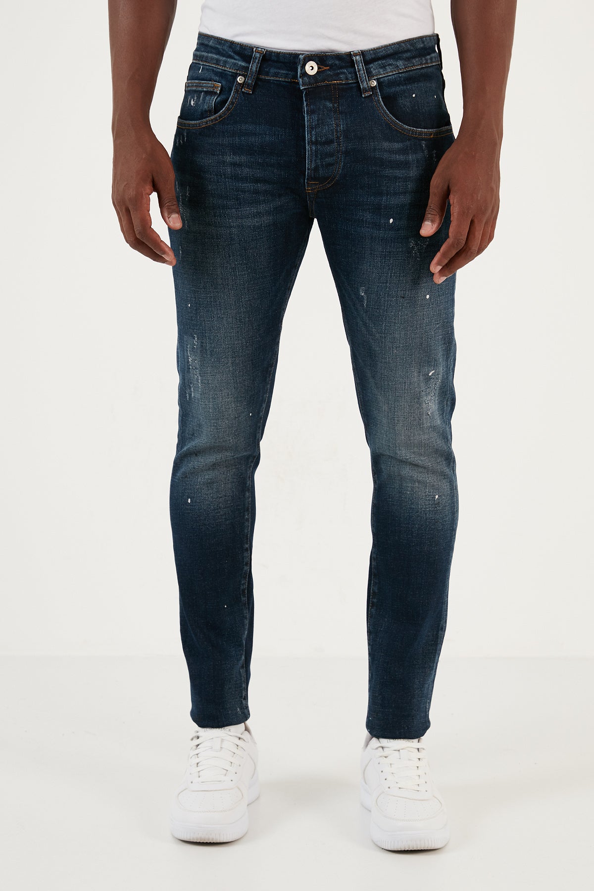 Buratti Streç Pamuklu Normal Bel Dar Paça Slim Fit Jeans Erkek Kot Pantolon 1115J05NAPOLI MAVİ