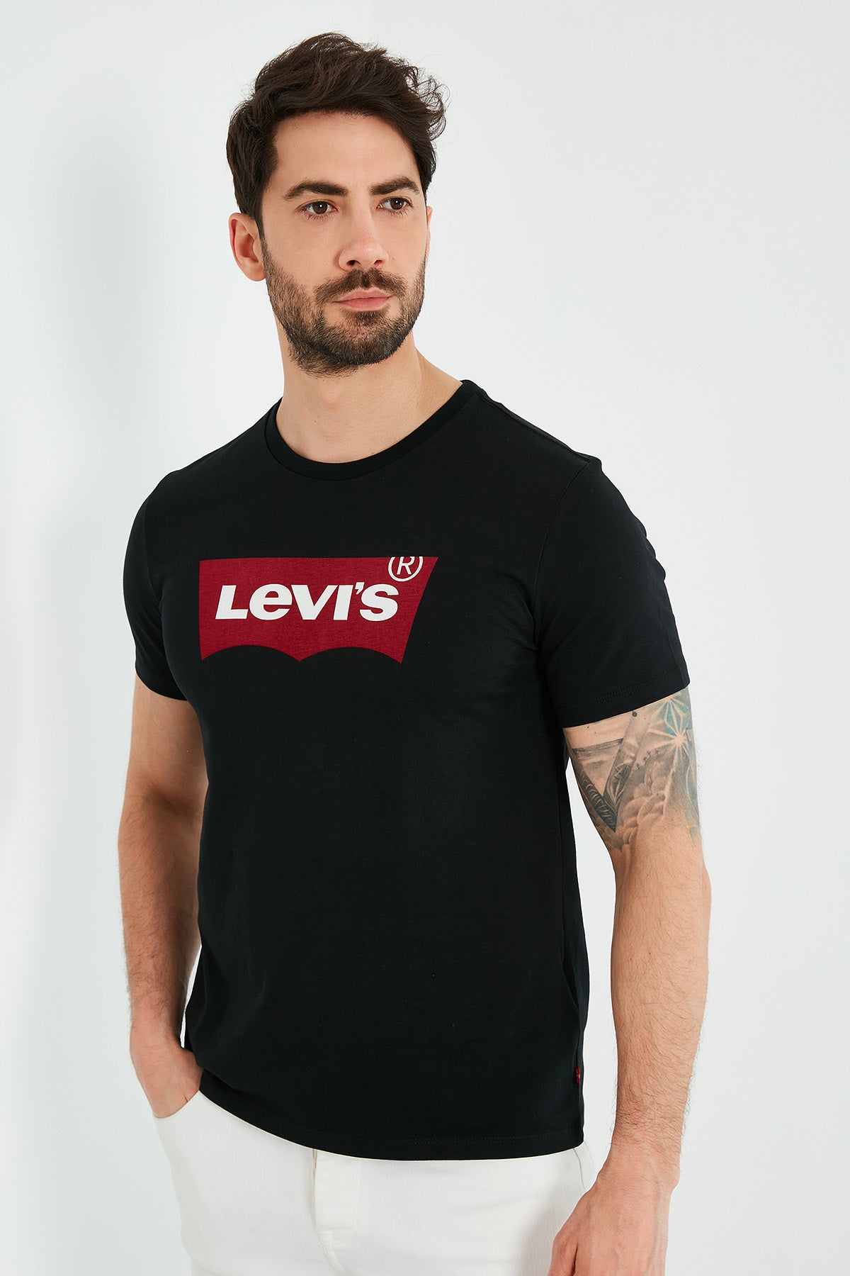 Levi&#39;s Baskılı Bisiklet Yaka % 100 Pamuk Erkek T Shirt 17783-0311 SİYAH