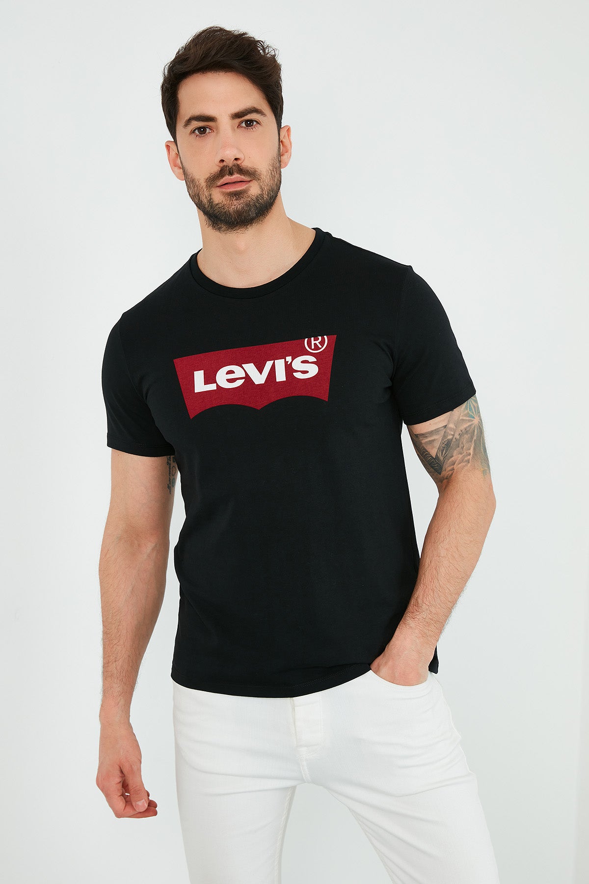 Levi&#39;s Baskılı Bisiklet Yaka % 100 Pamuk Erkek T Shirt 17783-0311 SİYAH