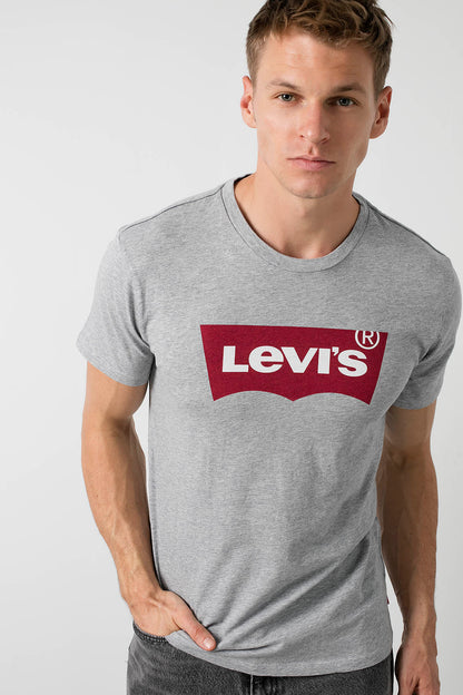 Levi's Baskılı Bisiklet Yaka % 100 Pamuk Erkek T Shirt 17783-0312 GRİ