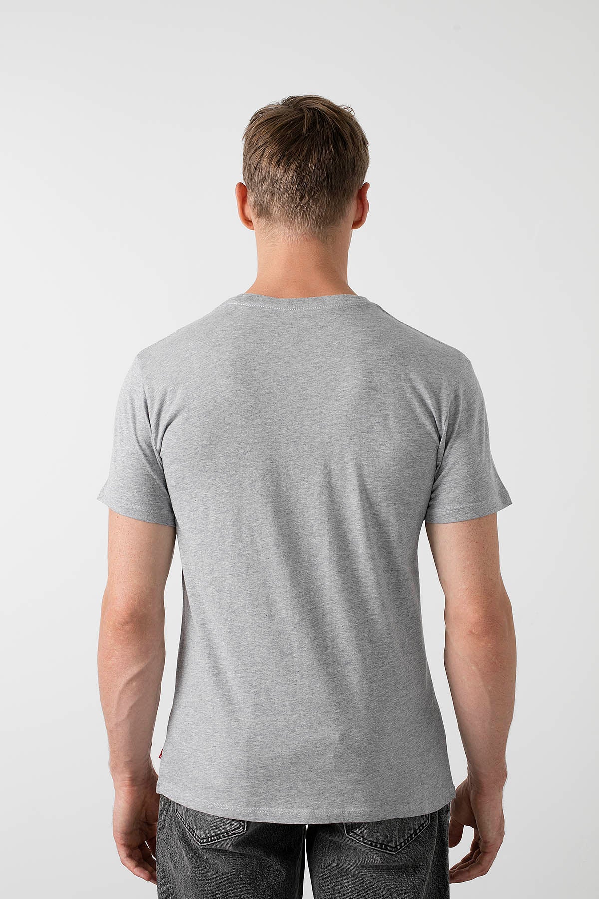 Levi's Baskılı Bisiklet Yaka % 100 Pamuk Erkek T Shirt 17783-0312 GRİ