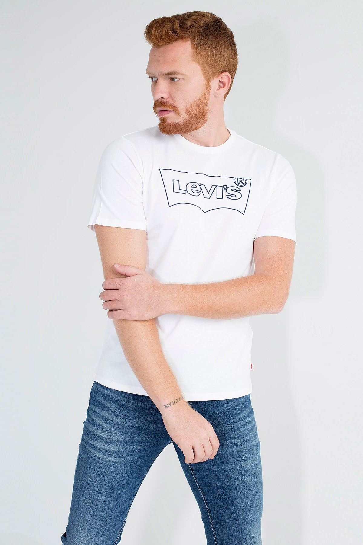 Levi's % 100 Pamuklu Bisiklet Yaka Erkek T Shirt 22489-0334 KREM