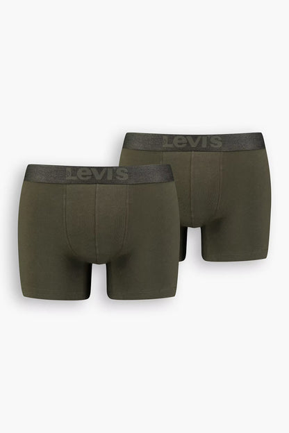 Levi's Logolu Pamuklu 2 Pack Erkek Boxer 37149-0732 KOYU HAKİ