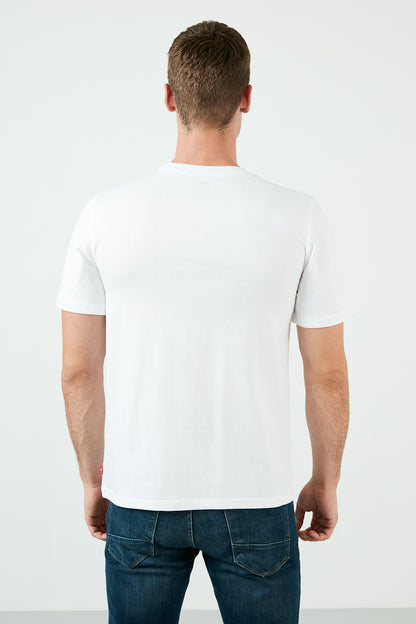 Levi's Baskılı Bisiklet Yaka % 100 Pamuk Erkek T Shirt 39636-0043 BEYAZ