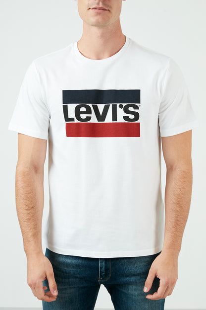 Levi's Baskılı Bisiklet Yaka % 100 Pamuk Erkek T Shirt 39636-0043 BEYAZ