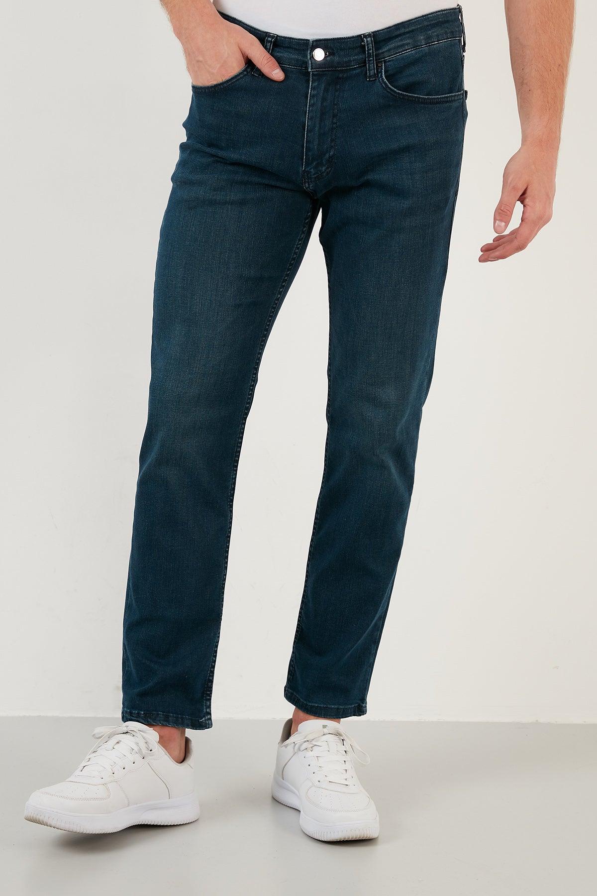 Buratti Pamuklu Yüksek Bel Slim Fit Boru Paça Jeans Erkek Kot Pantolon 4103G117TEXAS MAVİ