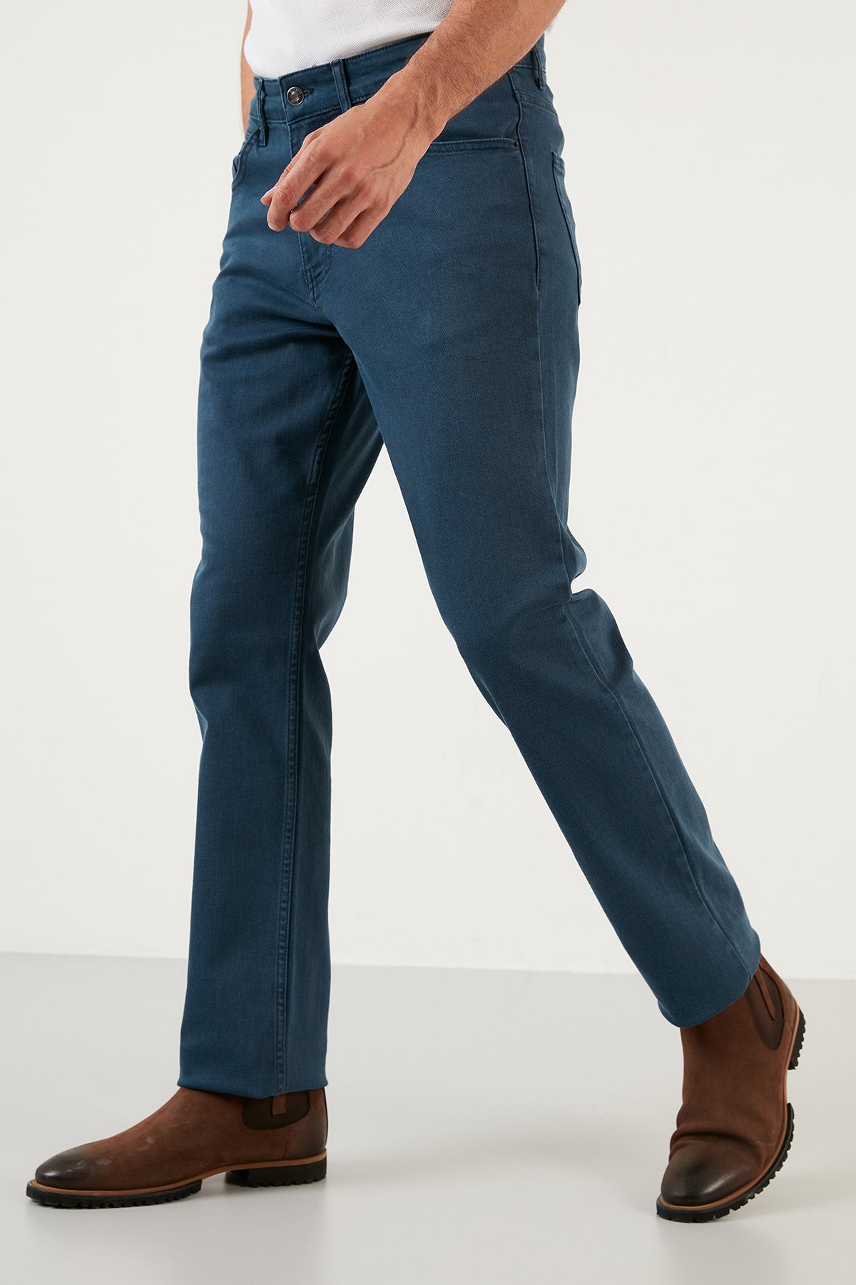 Buratti Pamuklu Yüksek Bel Slim Fit Boru Paça Jeans Erkek Kot Pantolon 4103M55TEXAS PETROL