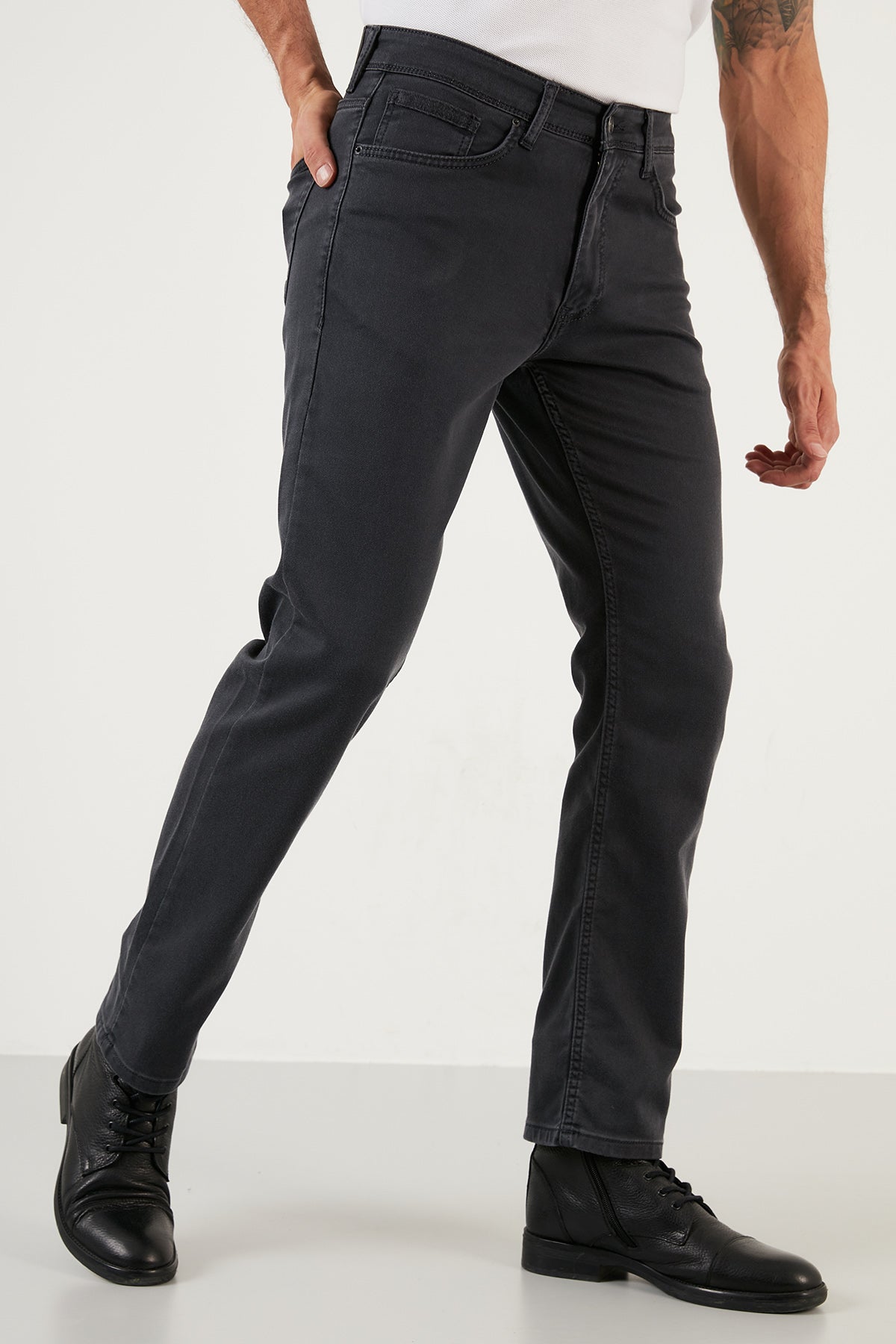 Buratti Pamuklu Yüksek Bel Slim Fit Boru Paça Jeans Erkek Kot Pantolon 4104D582TEXAS ANTRASİT