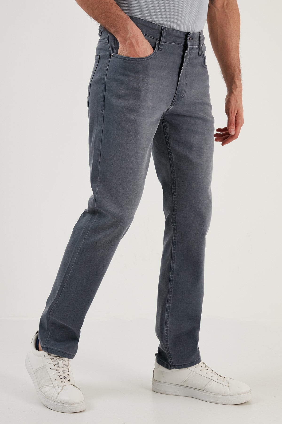 Buratti Pamuklu Yüksek Bel Comfort Fit Boru Paça Jeans Erkek Kot Pantolon 4400M04TEXAS AÇIK MAVİ