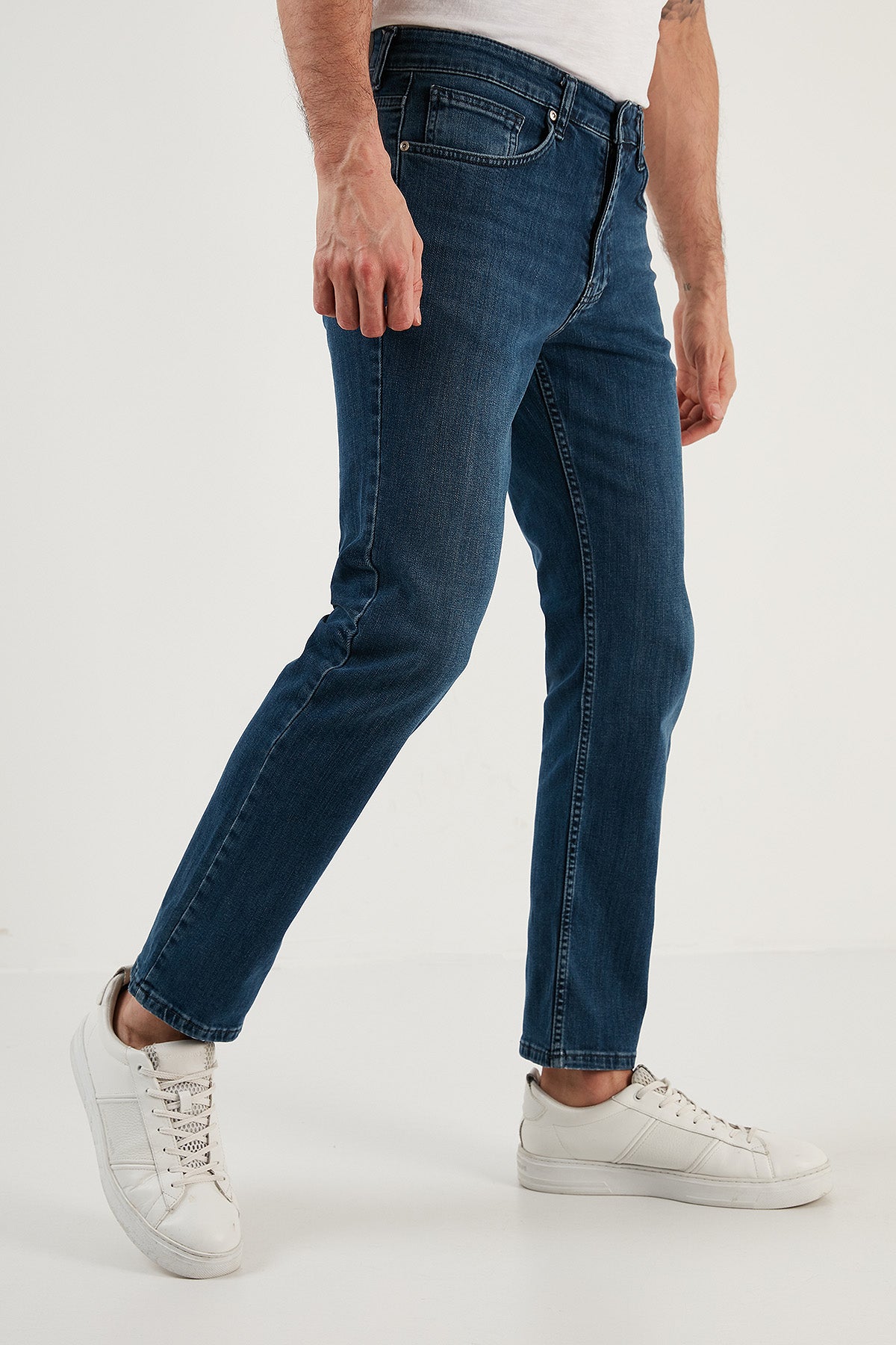 Buratti Pamuklu Yüksek Bel Comfort Fit Boru Paça Jeans Erkek Kot Pantolon 4400M061TEXAS KOYU MAVİ