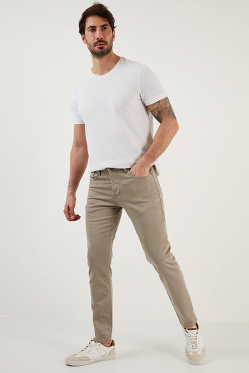 Buratti Pamuklu Normal Bel Regular Fit Düz Paça Jeans Erkek Kot Pantolon 6440301 BEJ