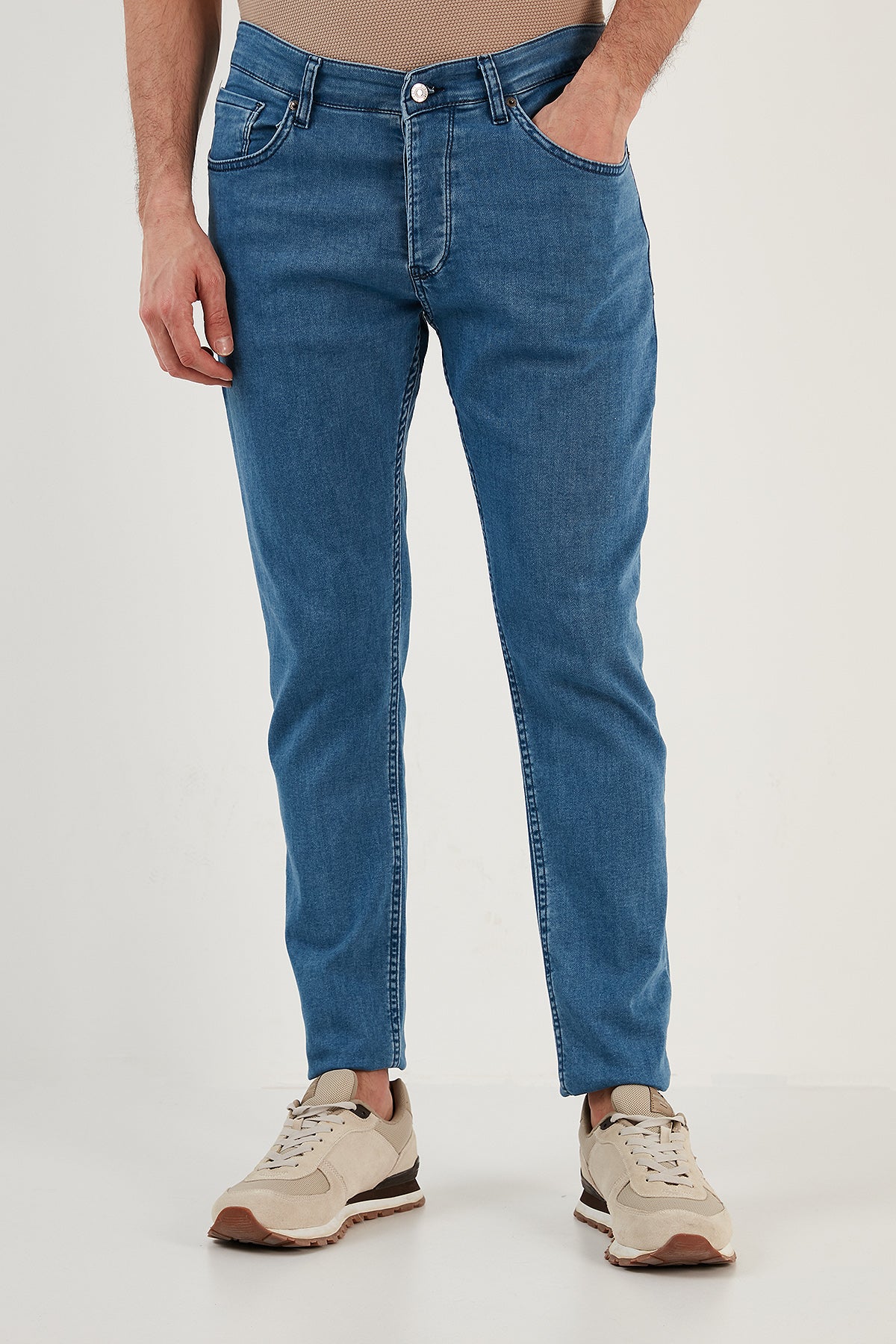 Buratti Pamuklu Normal Bel Regular Fit Düz Paça Jeans Erkek Kot Pantolon 6440301 MAVİ