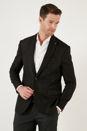 Buratti 6 Drop Çift Yırtmaçlı Slim Fit Blazer Erkek Ceket 659001 SİYAH