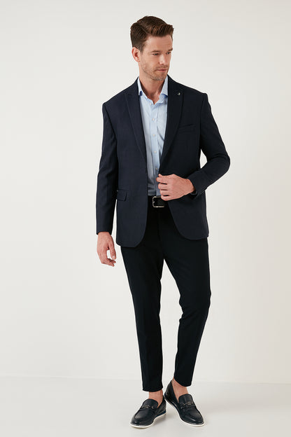 Buratti 6 Drop Çift Yırtmaçlı Slim Fit Blazer Erkek Ceket 659001 KOYU LACIVERT