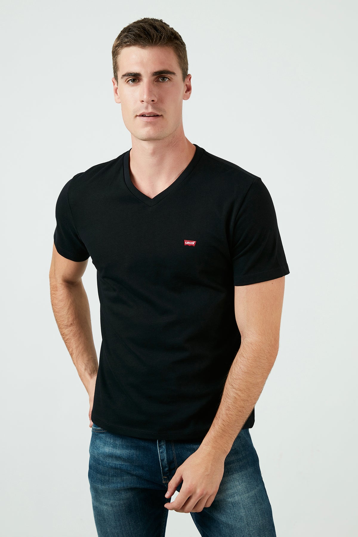 Levi's Marka Logolu V Yaka % 100 Pamuk Erkek T Shirt 85641-0016 SİYAH