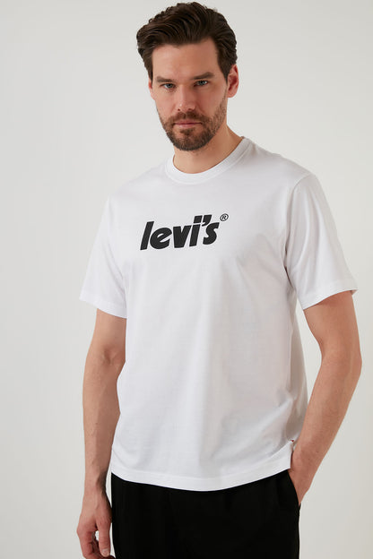 Levi's Baskılı Relaxed Fit Bisiklet Yaka % 100 Pamuk Erkek T Shirt A2082-0029 BEYAZ