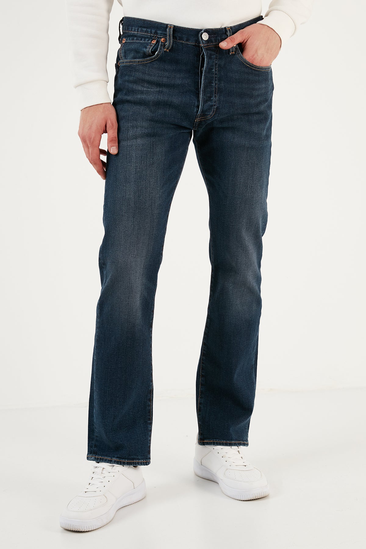 Levi's 501 Pamuklu Normal Bel Regular Fit Jeans Erkek Kot Pantolon A7735-0000 KOYU MAVİ