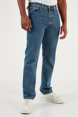 Levi's 501 Pamuklu Normal Bel Regular Fit Jeans Erkek Kot Pantolon A7735-0002 MAVİ