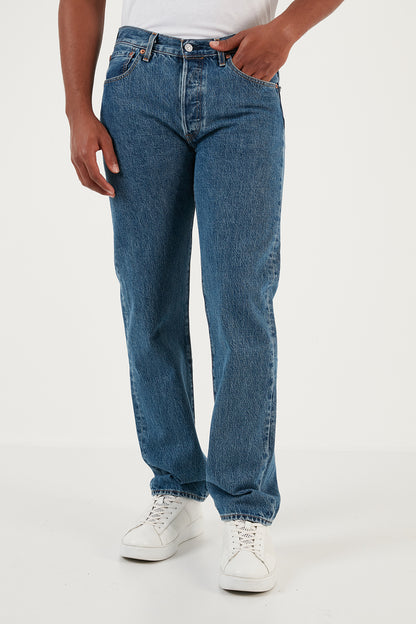 Levi's 501 Pamuklu Normal Bel Regular Fit Jeans Erkek Kot Pantolon A7735-0002 MAVİ