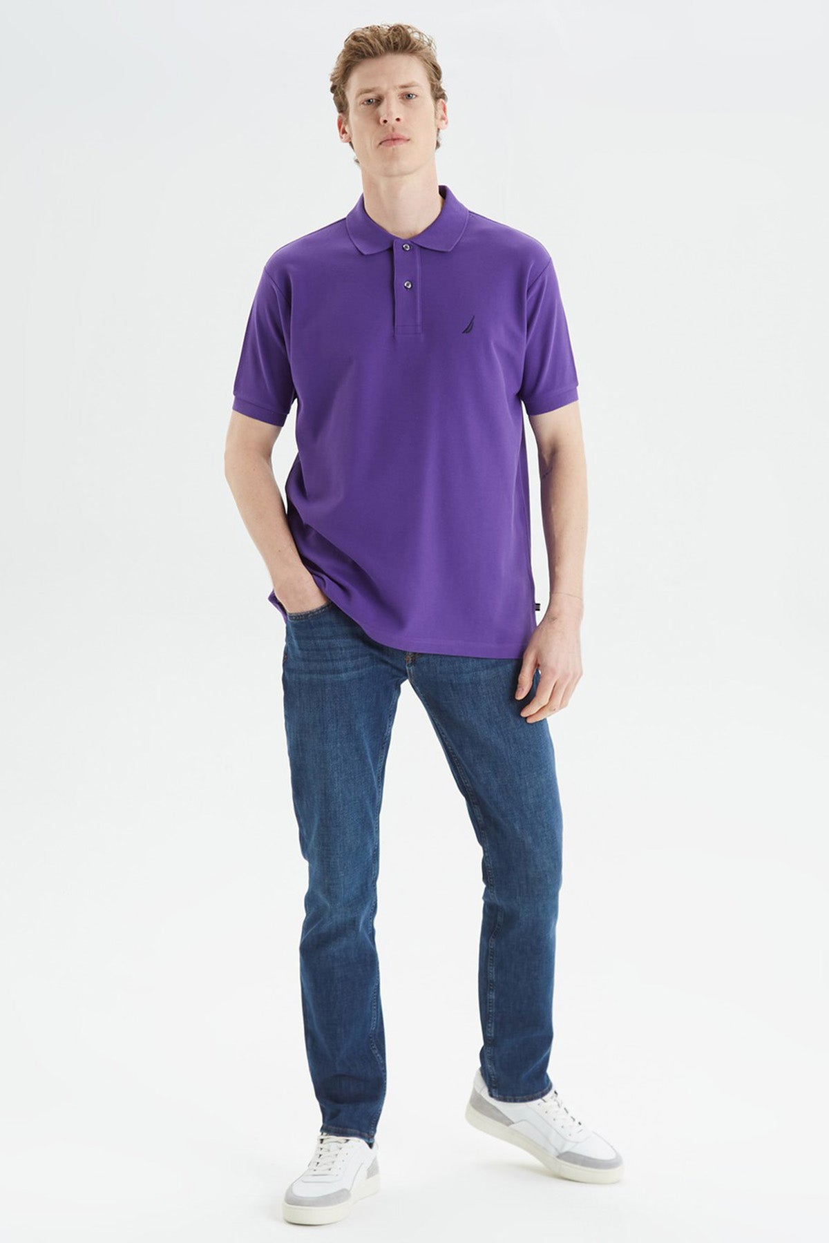 Nautica Classic Fit % 100 Pamuk Düğmeli Erkek Polo T Shirt K35000T 5MW MOR