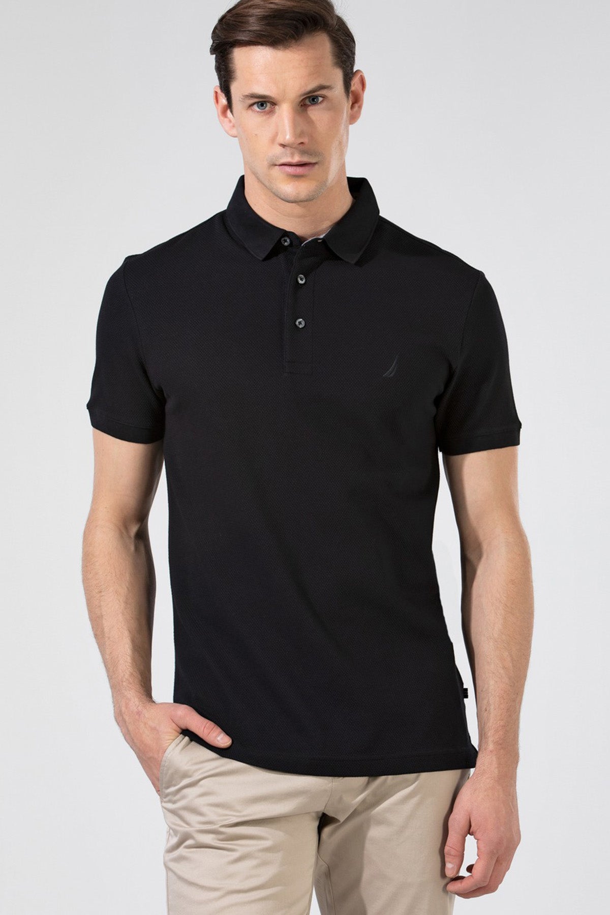 Nautica Pamuklu Slim Fit Düğmeli Erkek Polo T Shirt K35052T 0TB SİYAH