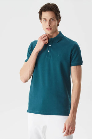 Nautica Pamuklu Slim Fit Düğmeli Erkek Polo T Shirt K35052T 3DC PETROL