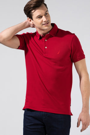 Nautica Pamuklu Slim Fit Düğmeli Erkek Polo T Shirt K35052T 6NR KIRMIZI