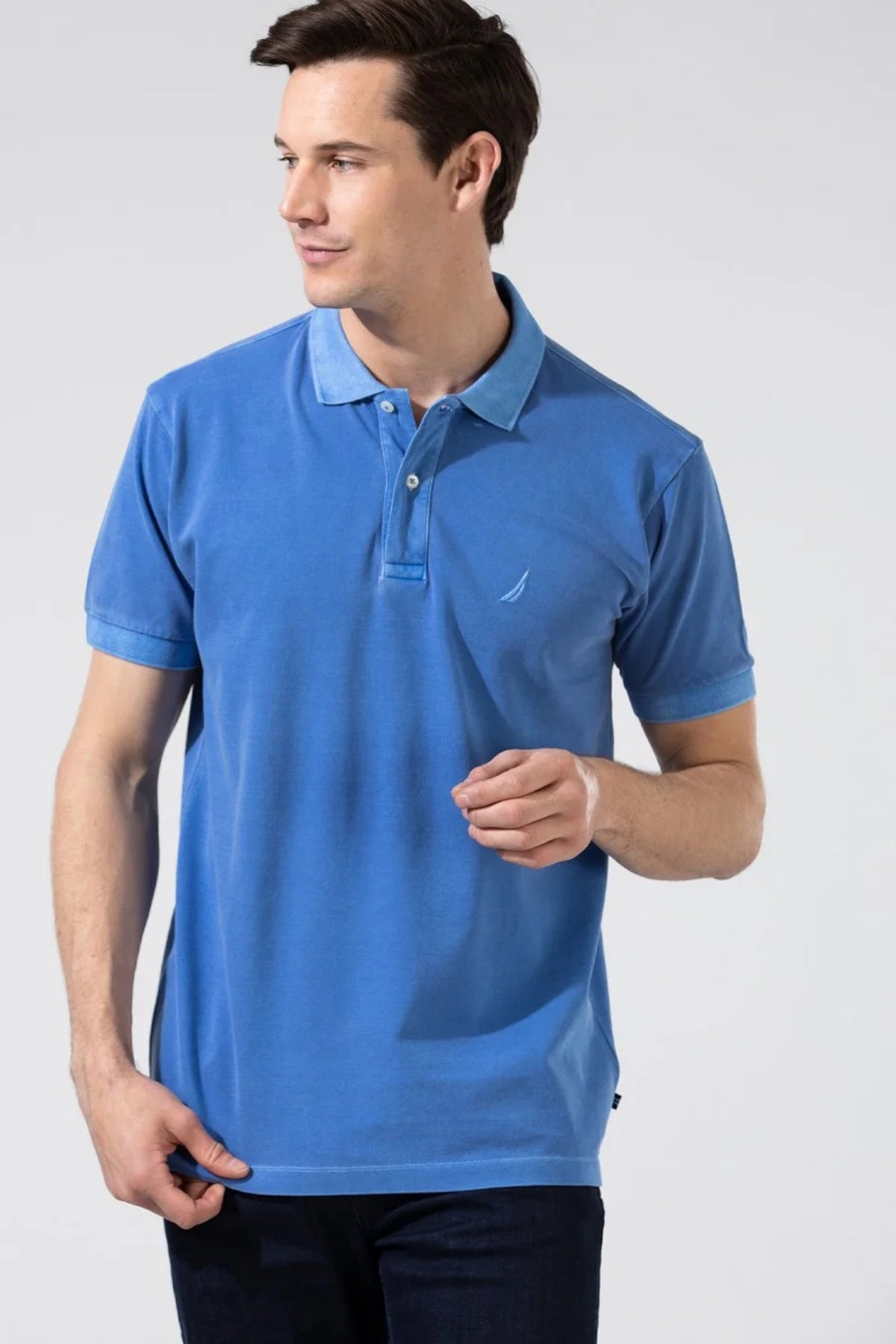 Nautica % 100 Pamuklu Polo Yaka Classıc Fit T Shirt Erkek Polo T Shirt K35111T 4CM MAVİ