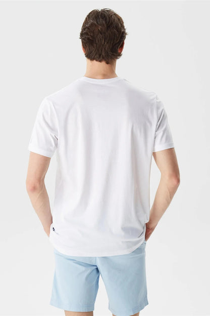 Nautica % 100 Pamuk Marka Baskılı Bisiklet Yaka Standart Fit Erkek T Shirt V35506T 1BW BEYAZ