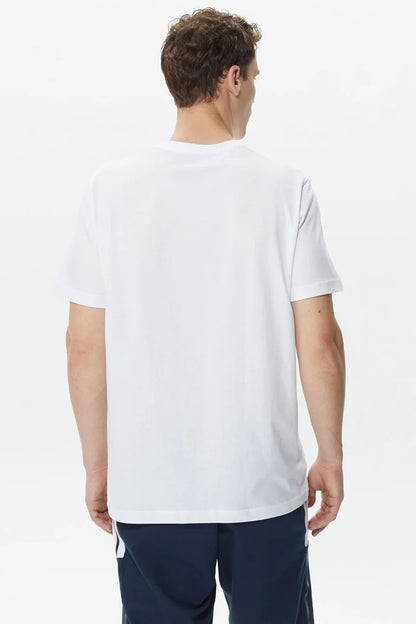 Nautica Baskılı % 100 Pamuklu Regular Fit Bisiklet Yaka Erkek T Shirt V35516T 1BW BEYAZ