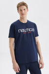 Nautica Baskılı % 100 Pamuk Standart Fit Bisiklet Yaka Erkek T Shirt V35527T 4NV LACİVERT