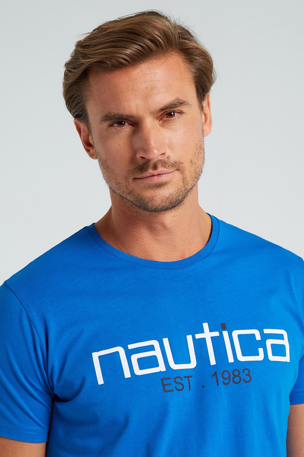 Nautica Baskılı % 100 Pamuk Standart Fit Bisiklet Yaka Erkek T Shirt V35527T 4SJ SAKS