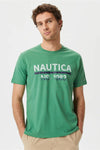 Nautica % 100 Pamuk Marka Baskılı Bisiklet Yaka Standart Fit Erkek T Shirt V35532T 3FY YEŞİL