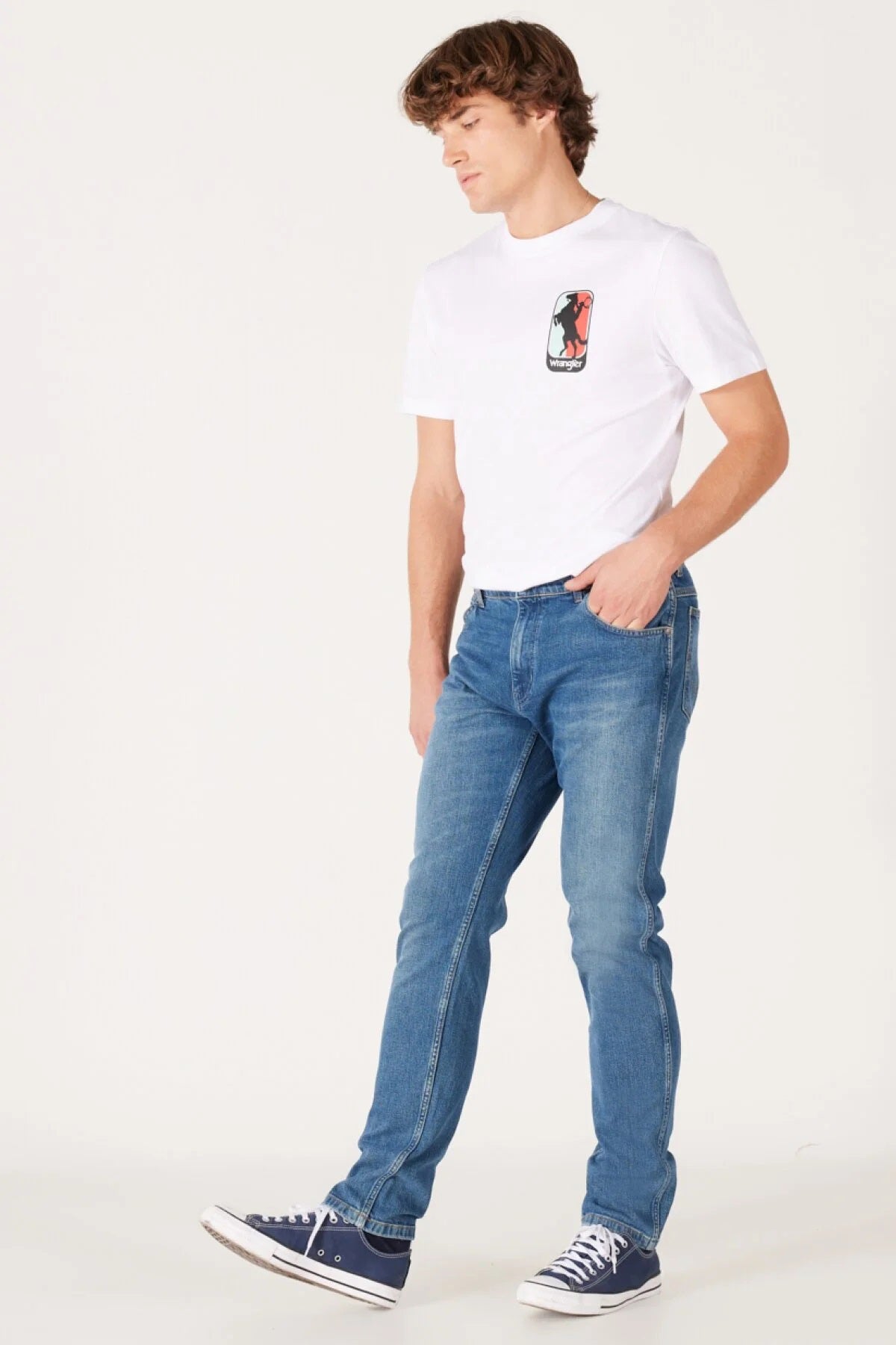 Wrangler Larston Pamuklu Düşük Bel Slim Fit Dar Paça Jeans Erkek Kot Pantolon W18S028XT MAVİ