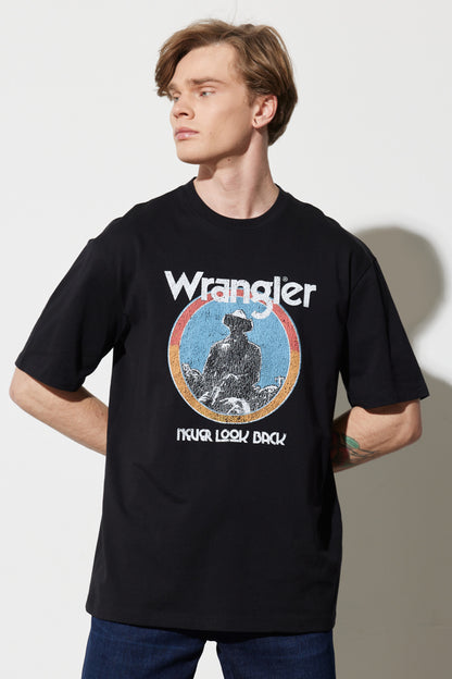 Wrangler % 100 Pamuk Regular Fit Bisiklet Yaka Erkek T Shirt W7CBEE100 SİYAH