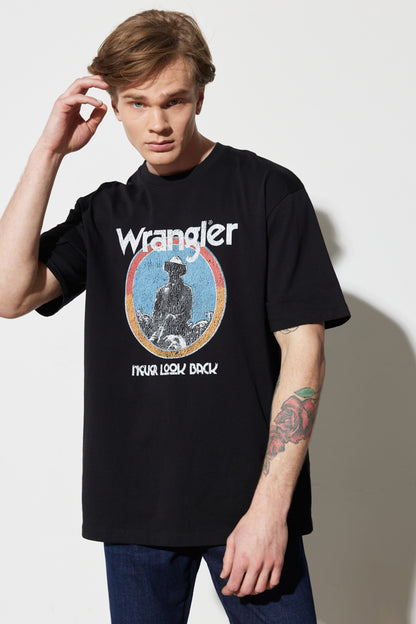 Wrangler % 100 Pamuk Regular Fit Bisiklet Yaka Erkek T Shirt W7CBEE100 SİYAH