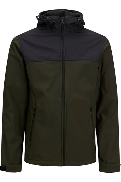 Jack & Jones Jjemarvin Softshell Kapüşonlu Erkek Mont 12212363 HAKİ-SİYAH