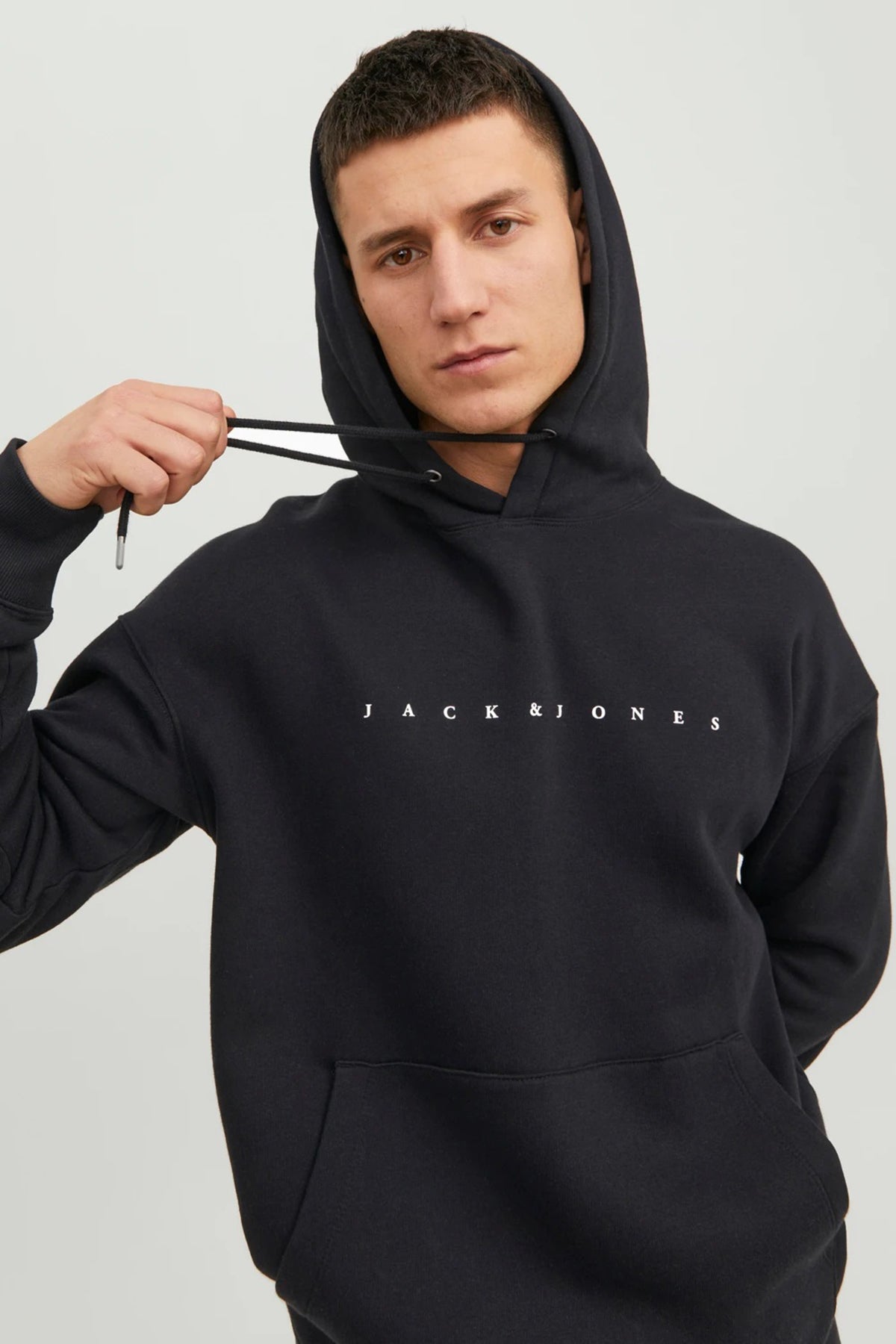 Jack & Jones Essentials Jjestar Kapüşonlu Cepli Relaxed Fit Erkek Sweat 12233972 SİYAH