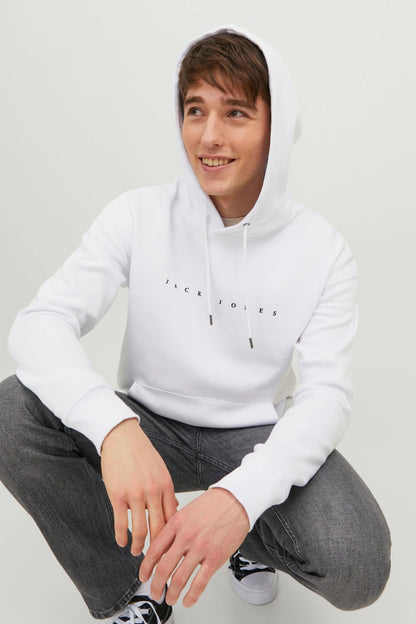 Jack & Jones Essentials Jjestar Kapüşonlu Cepli Relaxed Fit Erkek Sweat 12233972 BEYAZ