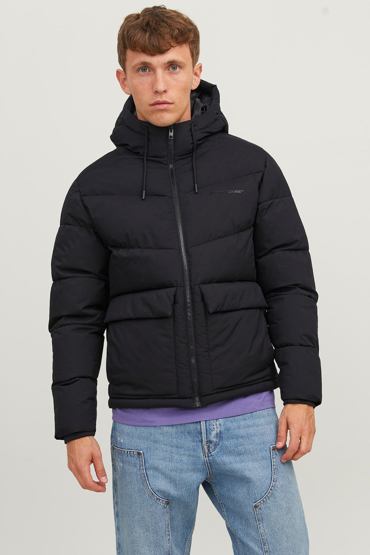 Jack & Jones Originals Jorvesterbro Suya Dayanıklı Kapüşonlu Erkek Mont 12238849 SİYAH