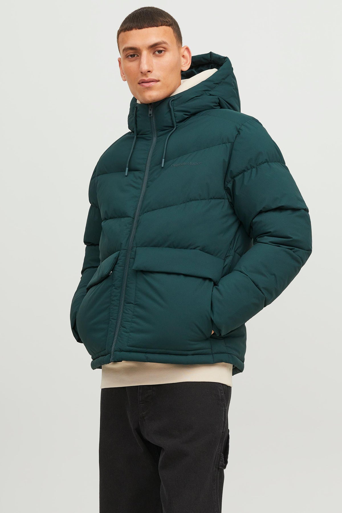 Jack & Jones Originals Jorvesterbro Suya Dayanıklı Kapüşonlu Erkek Mont 12238849 PETROL